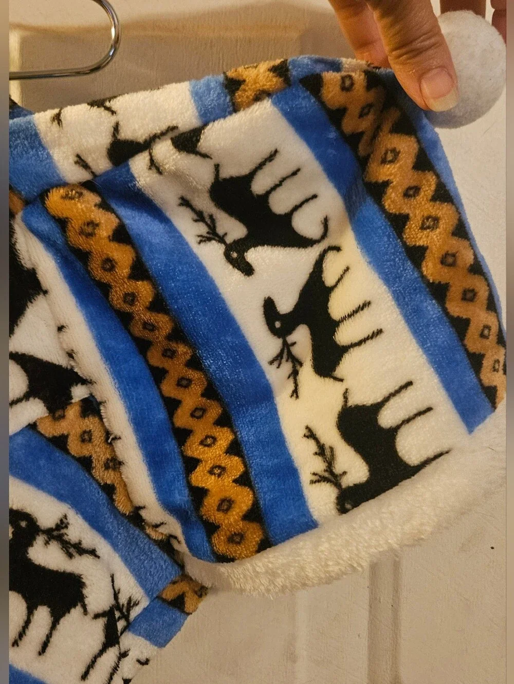 Reindeer Print Fleece Dog Pajamas - Blue, White, Black, Tan